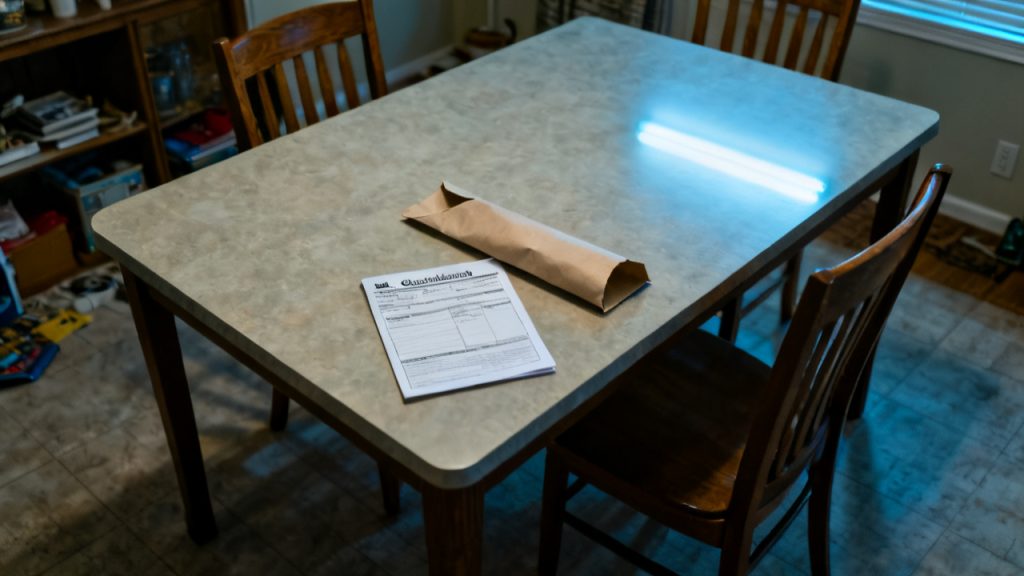 Household kitchen island with auto declaration page