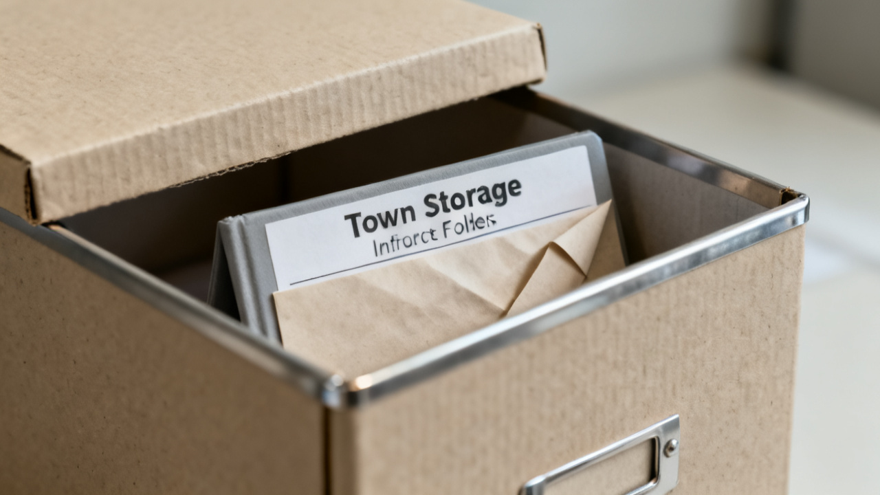 Still-life crop: tow storage invoice folder