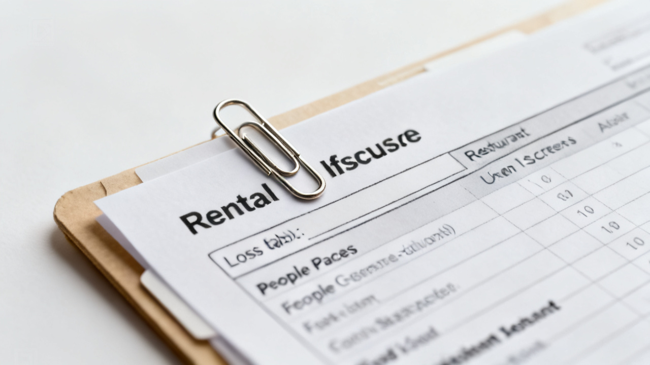 Still-life crop: loss-of-use column rental invoice folder