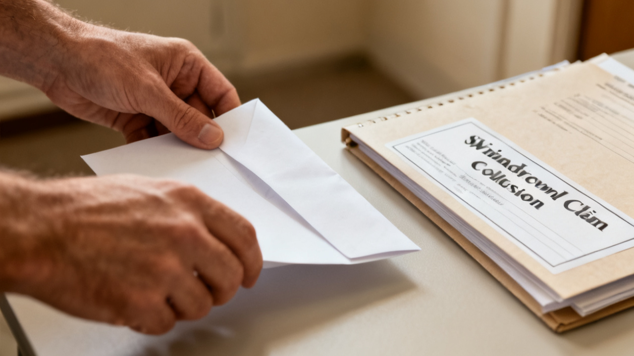 windshield claim collision claim folder beside a manila folder