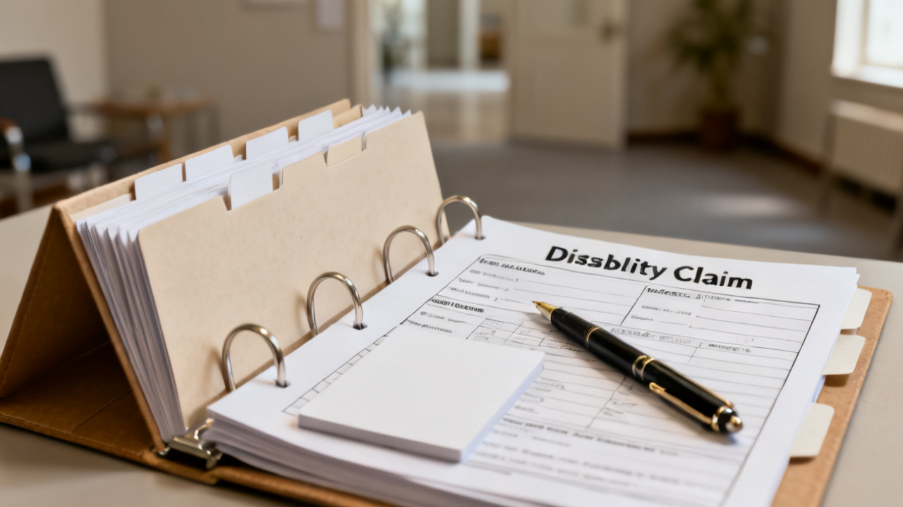 disability claim form fields close-up, unlabeled