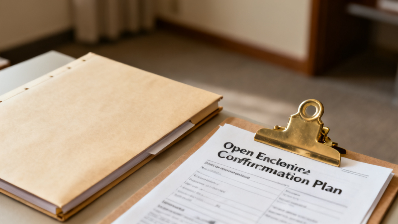 unlabeled tab with open-enrollment confirmation plan booklet folder