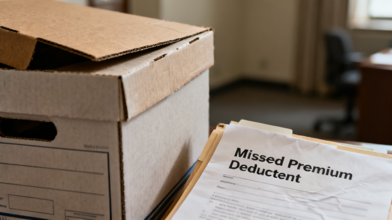 accordion file with missed premium deduction one folder