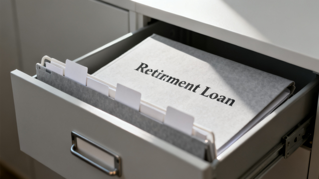 Crop of retirement loan statement hardship folder on bedroom dresser