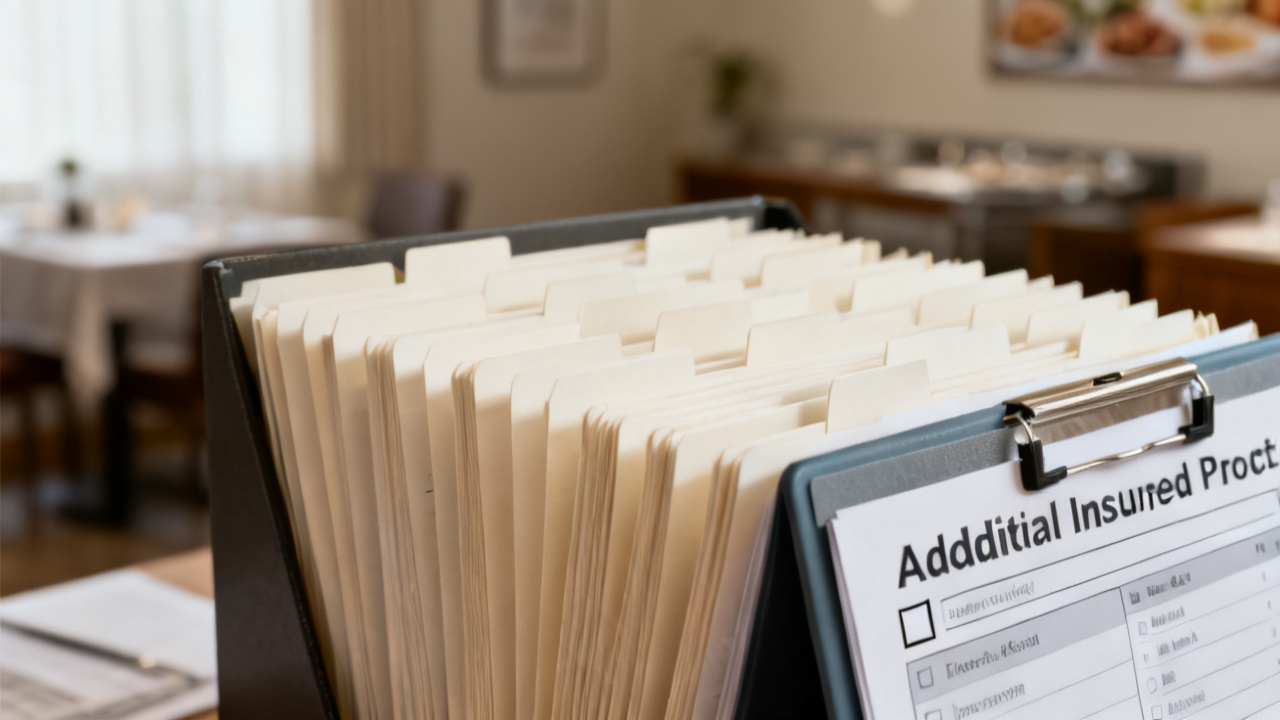 Crop of additional insured endorsement checkbox folder on mail slot floor