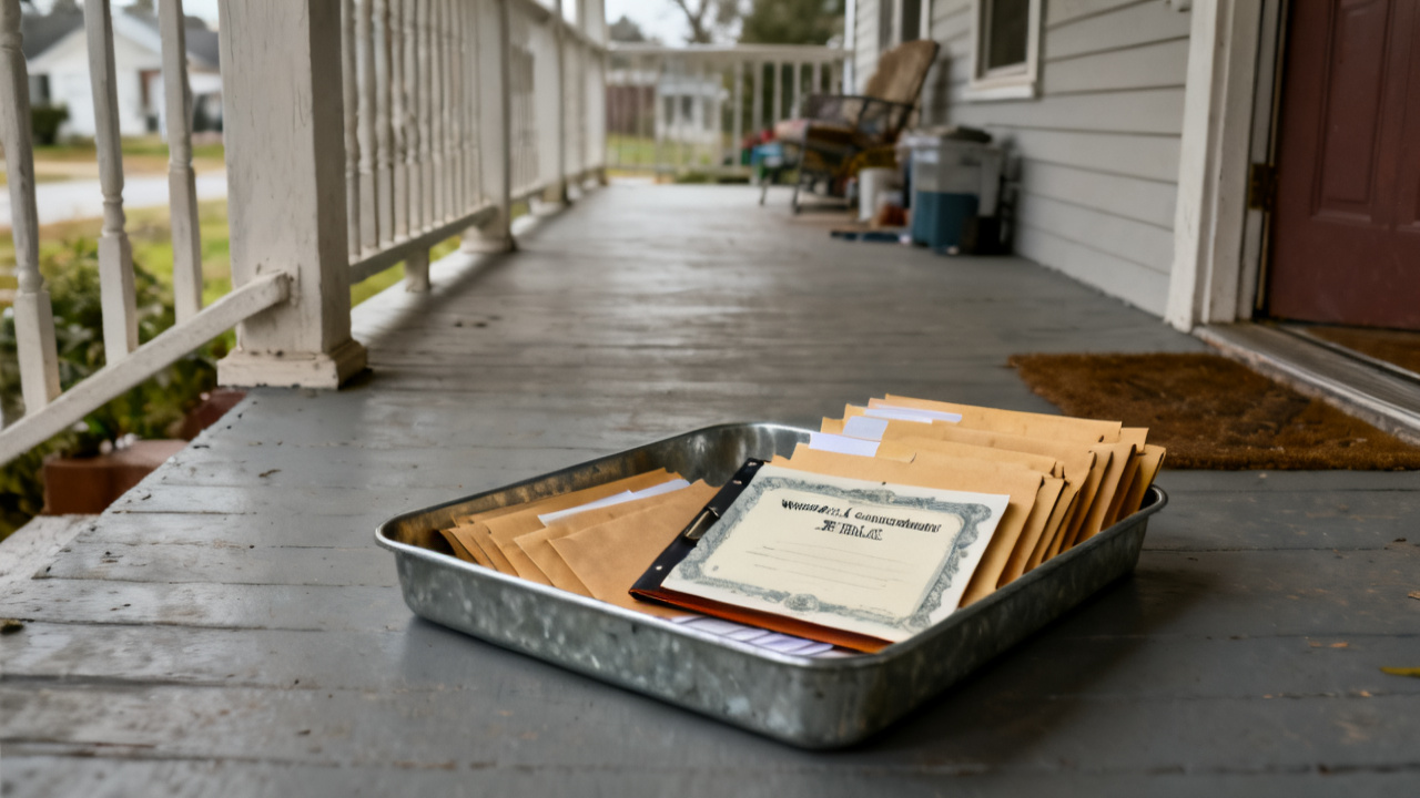 Workers Compensation Certificate State scene at a spare-room folding table