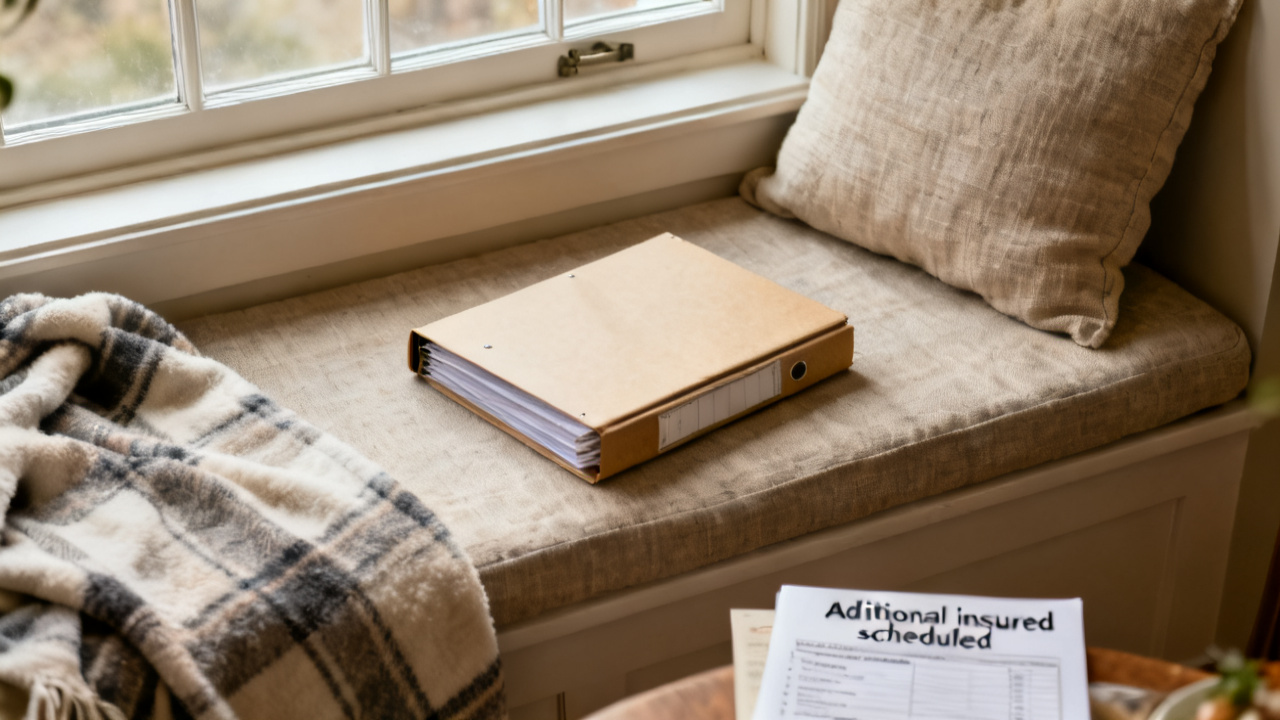 Blanket Additional Insured Scheduled scene at a mudroom bench