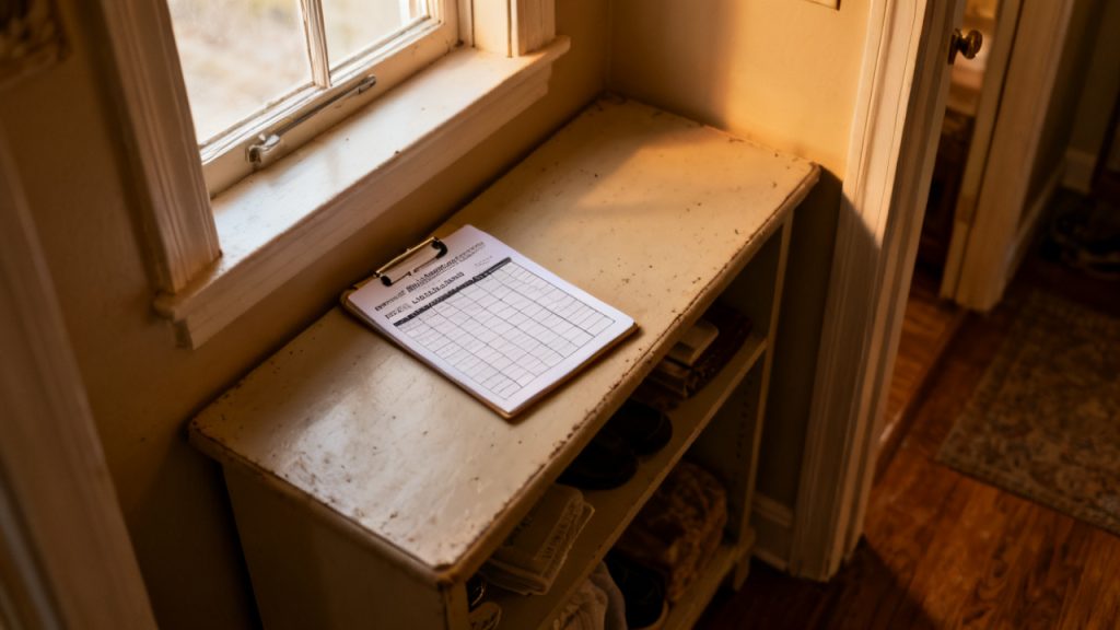 deficiency letter certificate tracker waiting on a spare-room folding table