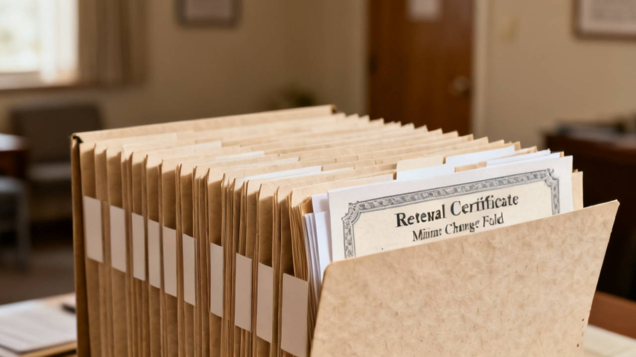 banker's box with renewal certificate midterm change folder